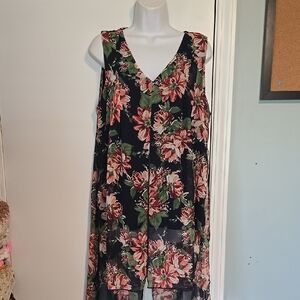 Adele & May Navy & Floral Scarf Like Top Sz XL NWT